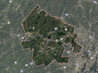 Satellite map of New Jersey's 11th congressional district.